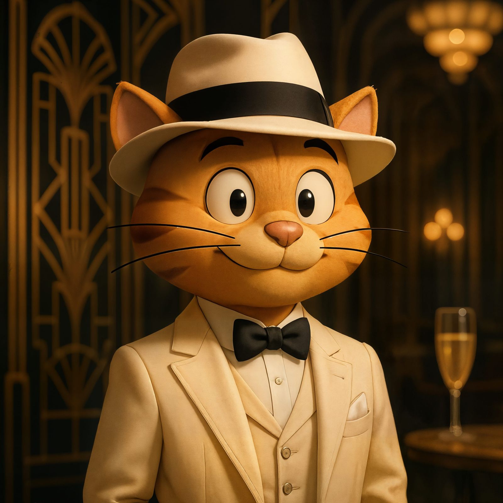 Cartoon Cat as The Great Gatsby in CGI