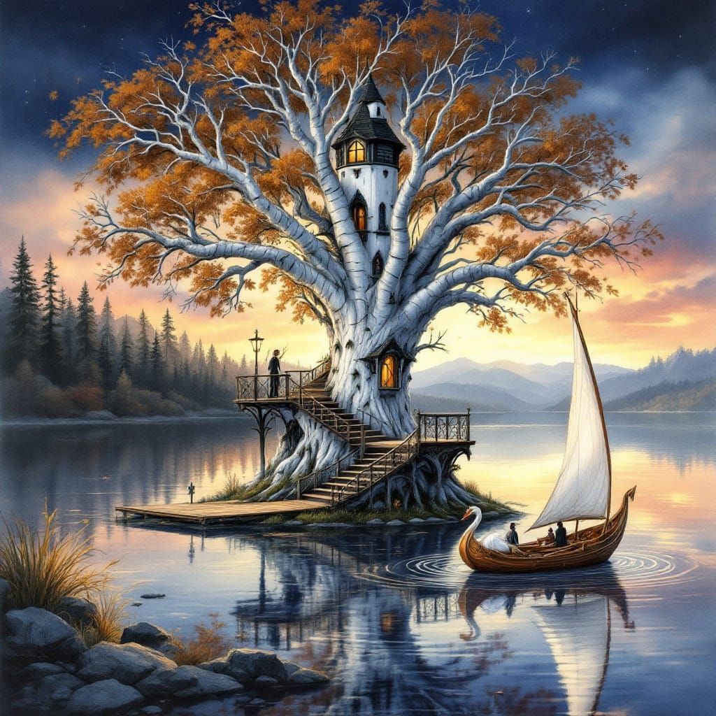 Ethereal Elven Palace in Watercolour