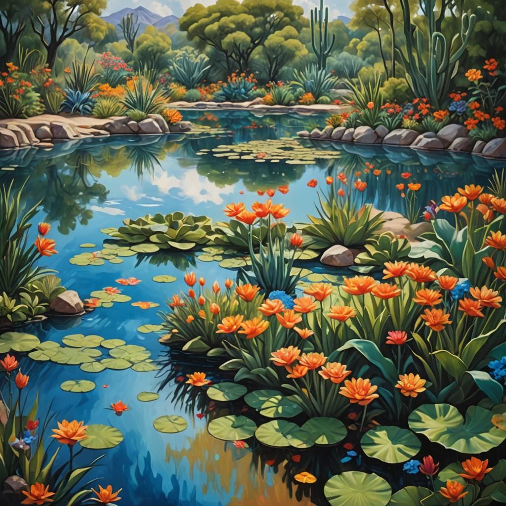 Surreal Desert Oasis in Magical Realism Style