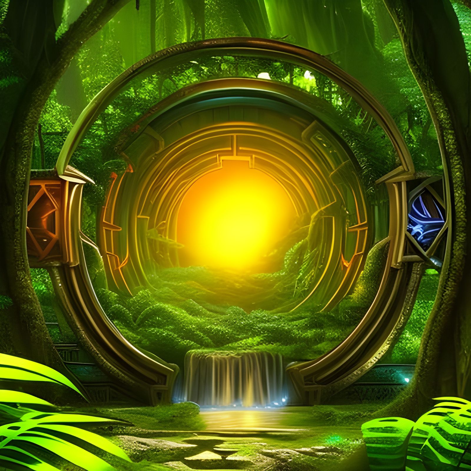 Stargate Portal Emerges in Hyperrealistic Rainforest