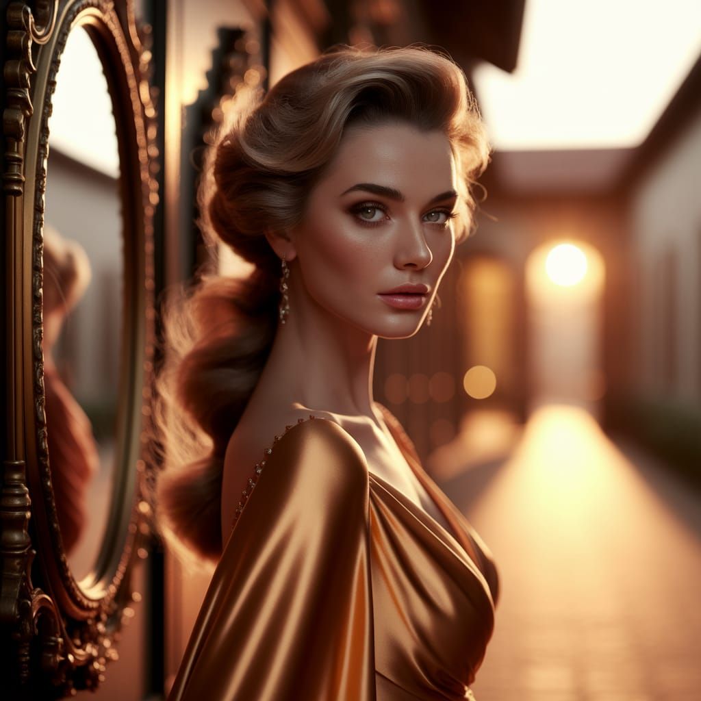 Captivating Fashion Model Portrait in Golden Light