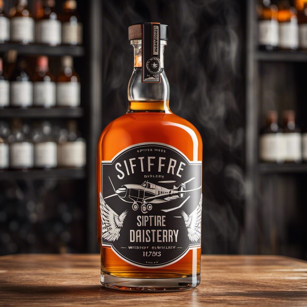 Winged Whisky Bottle Flies in Futuristic Landscape