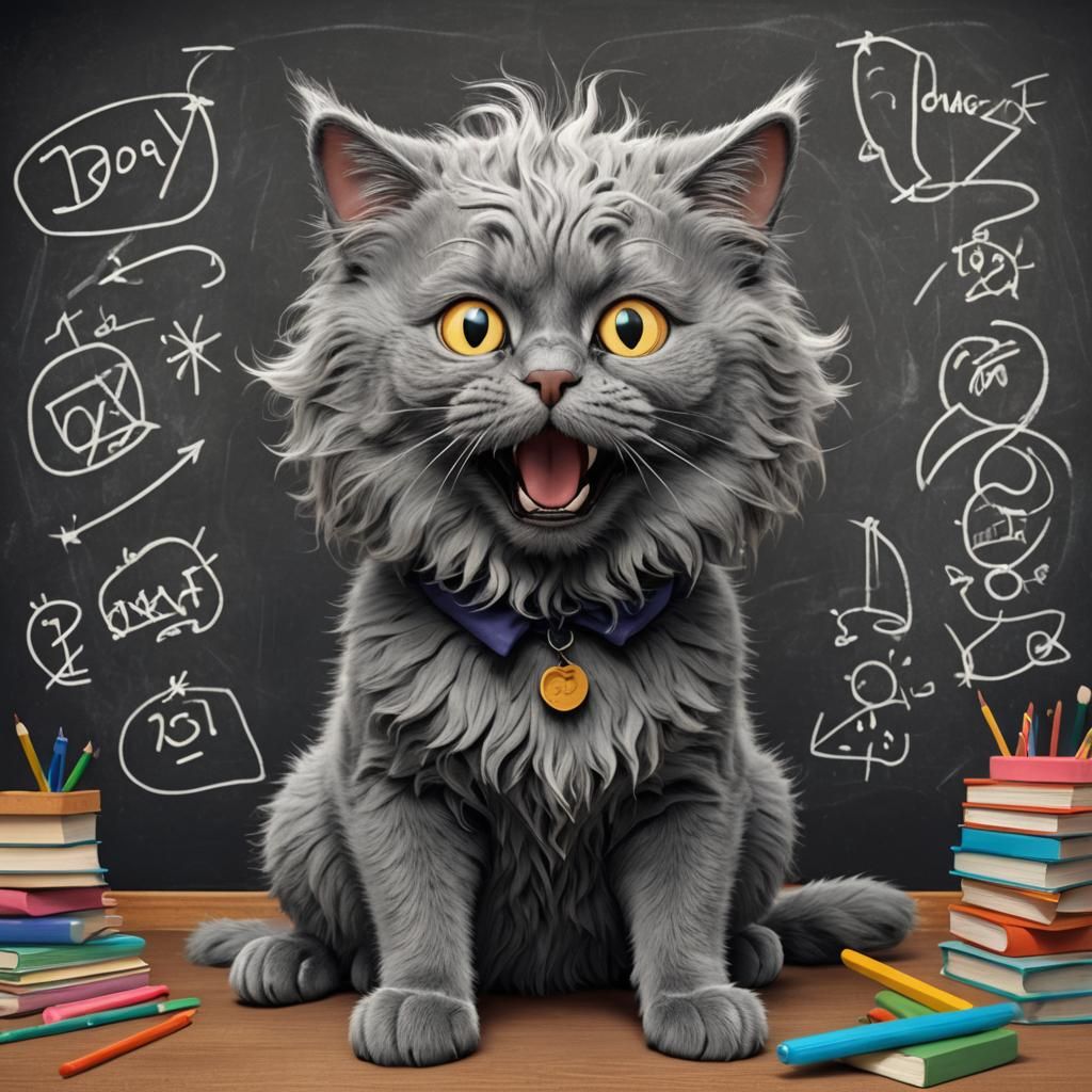 Einstein Cat's Brilliant Idea: 3D Digital Art