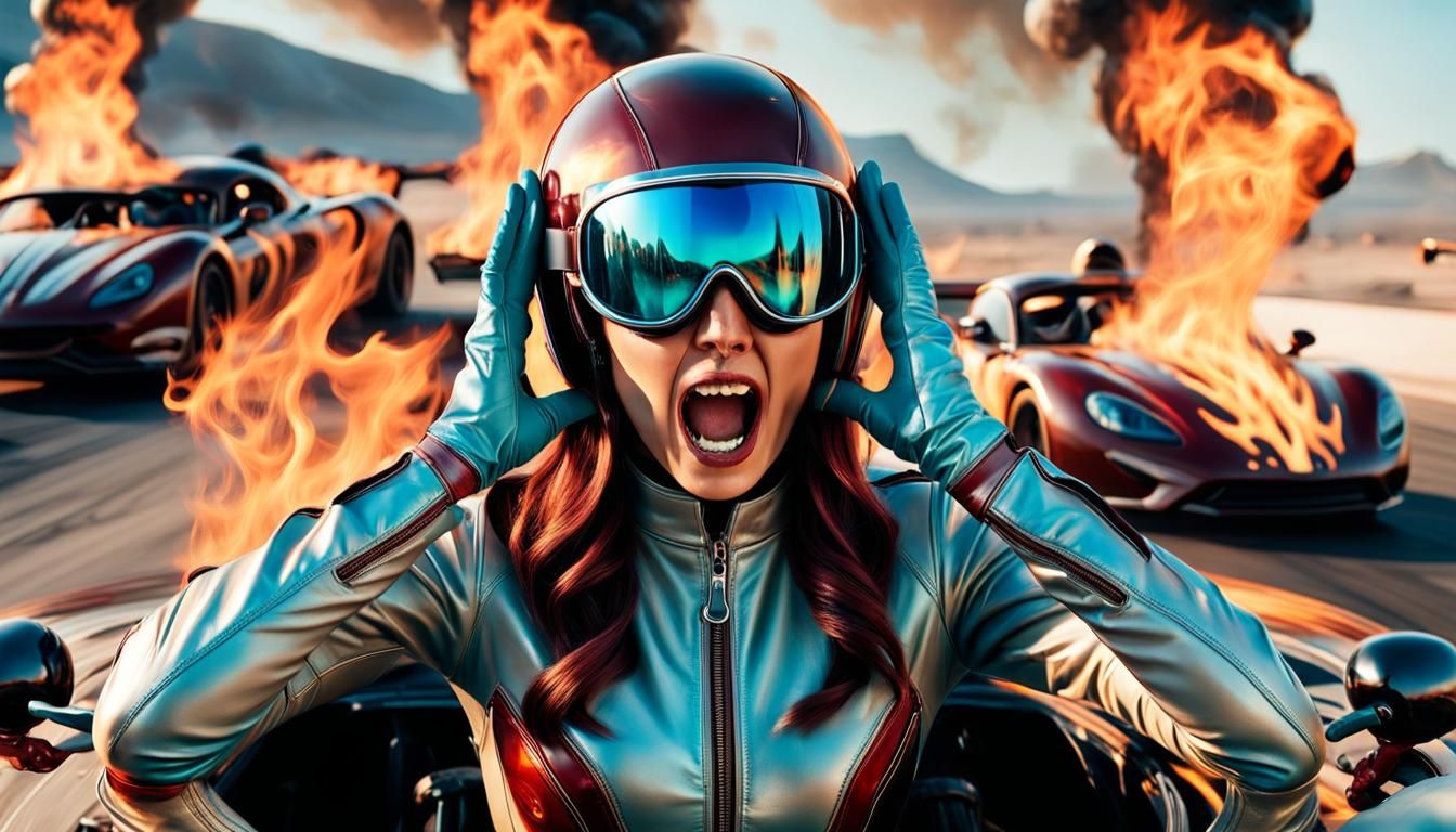 Burning Fear: Woman in Burning Racing Car