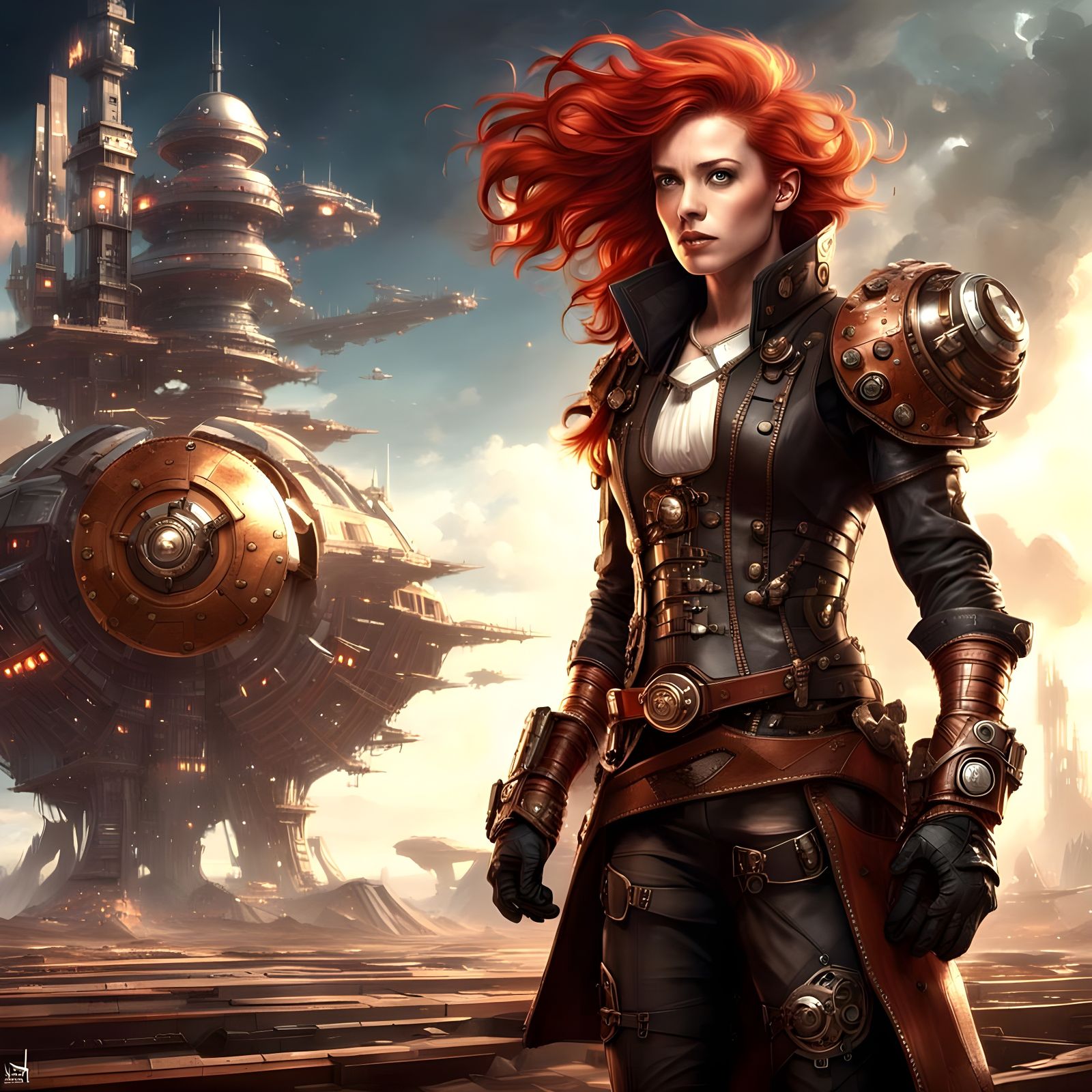 Steampunk Pirate Warrior in Sci-Fi Setting