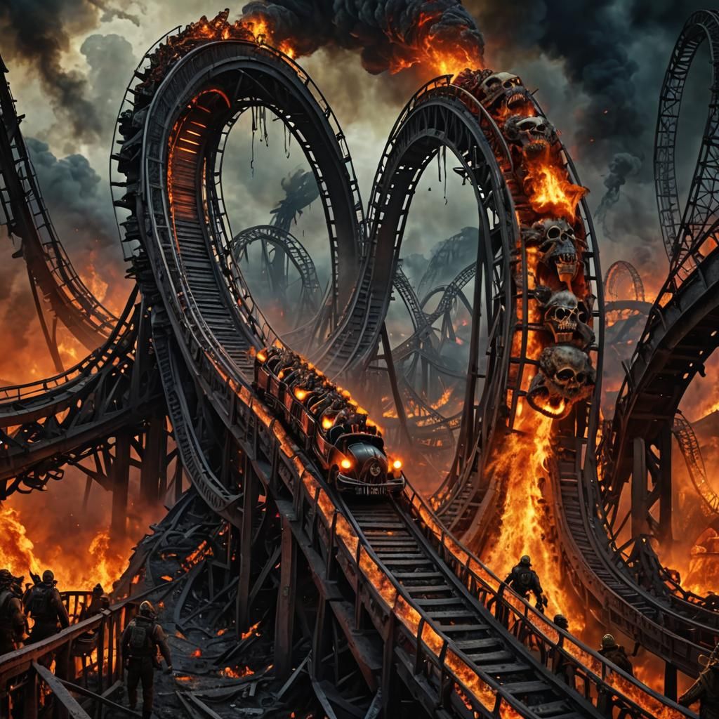 Demonic Roller Coaster Through a Fiery Hellscape