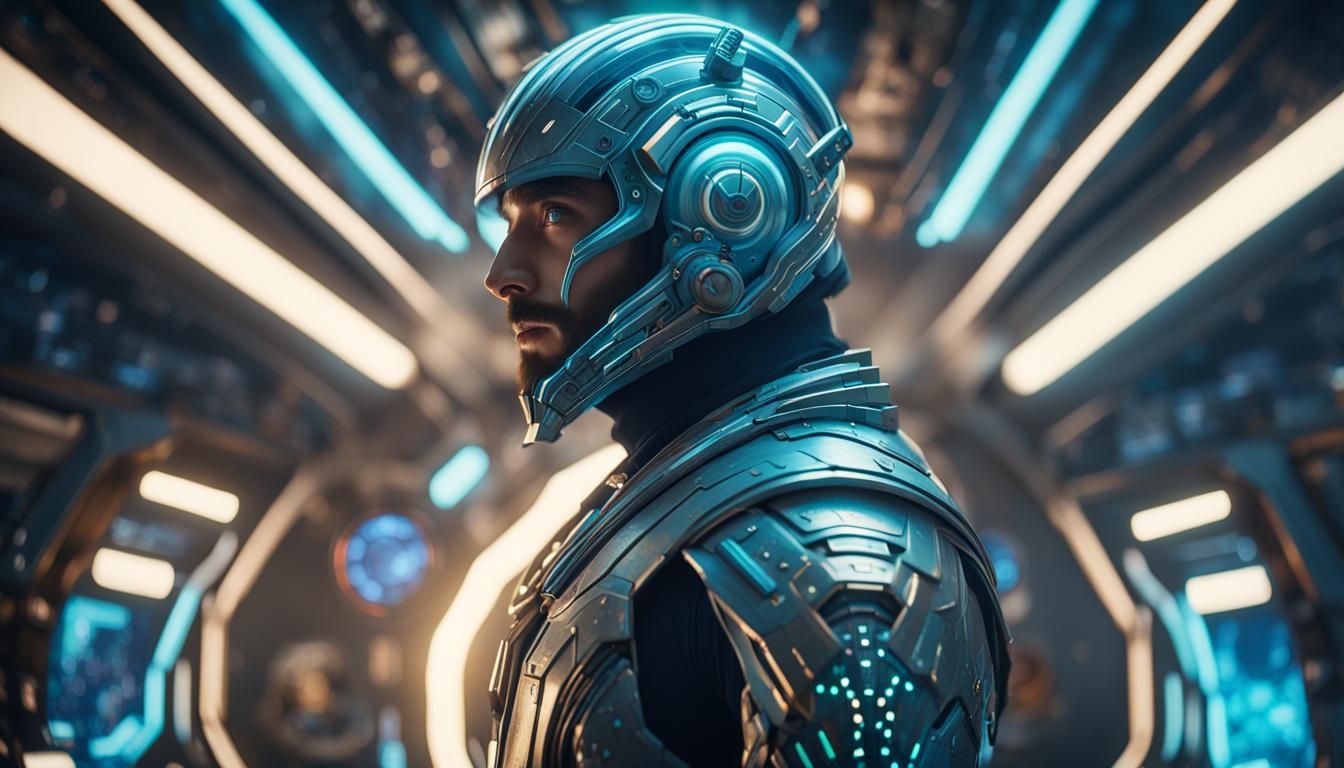 Glamorous Galactic Crew in Spaceship, Ethereal Fantasy