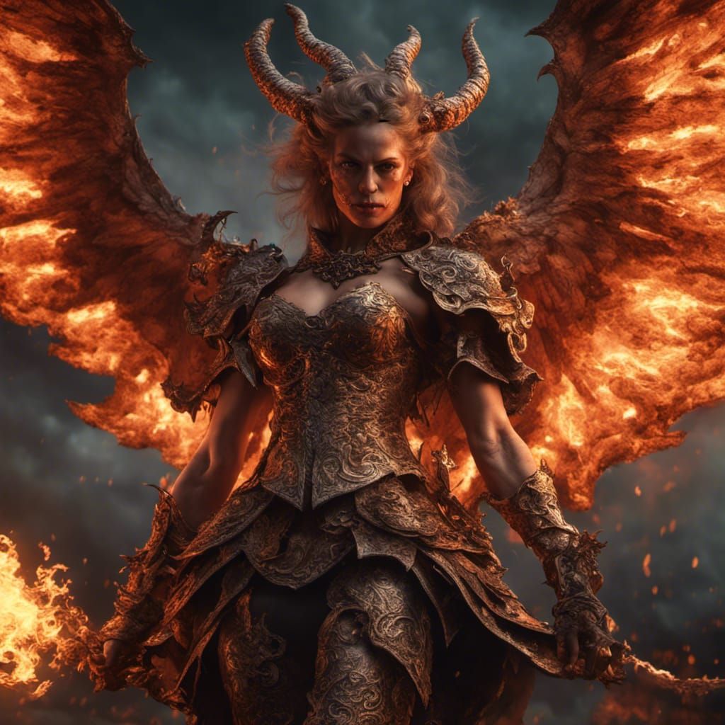 Winged Demon Warrior in Photorealistic Digital Art