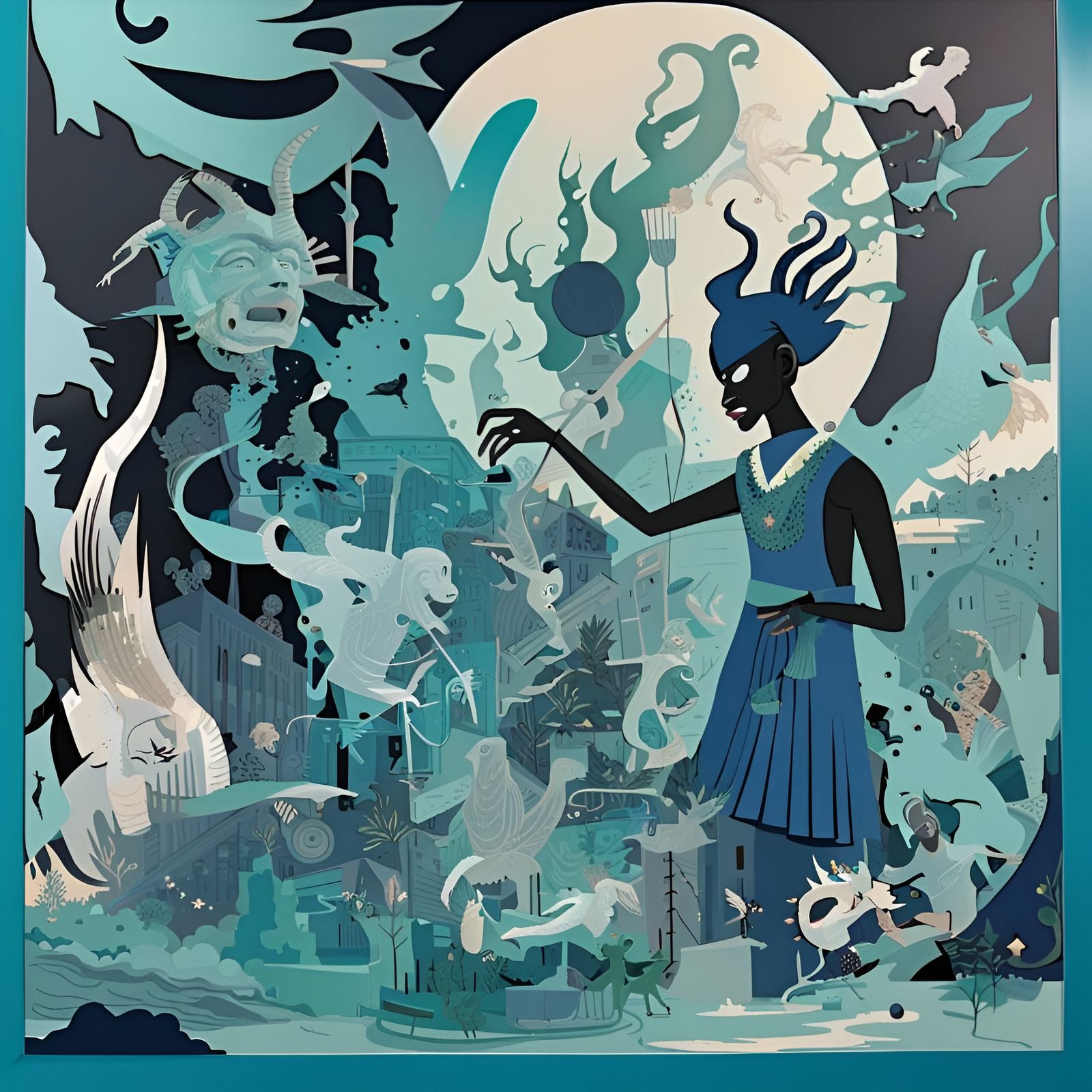 Banishing Summoned Demon in MultiCollage Style