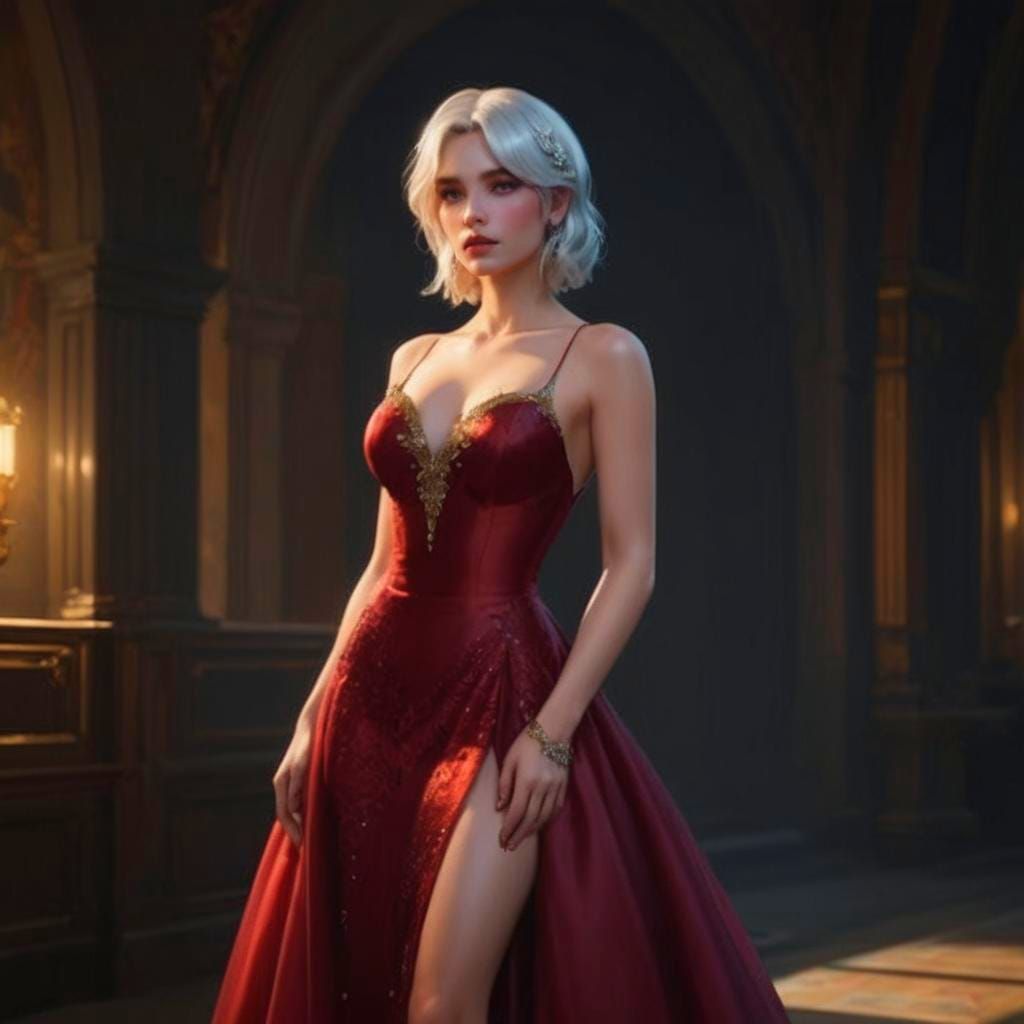 Elegant Portrait of Woman with White Bob Cut