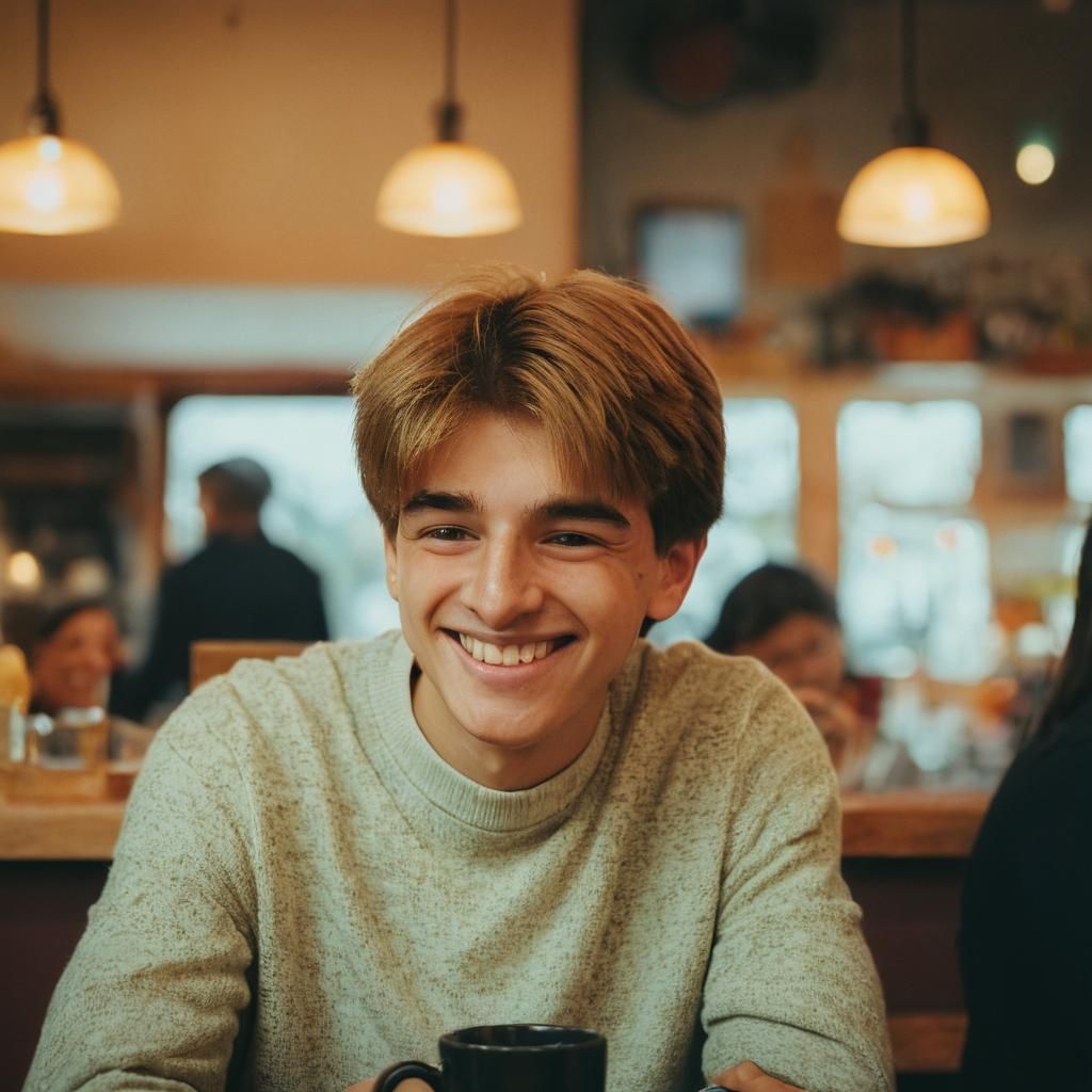 Romantic Comedy Scene in Cozy Coffee Shop