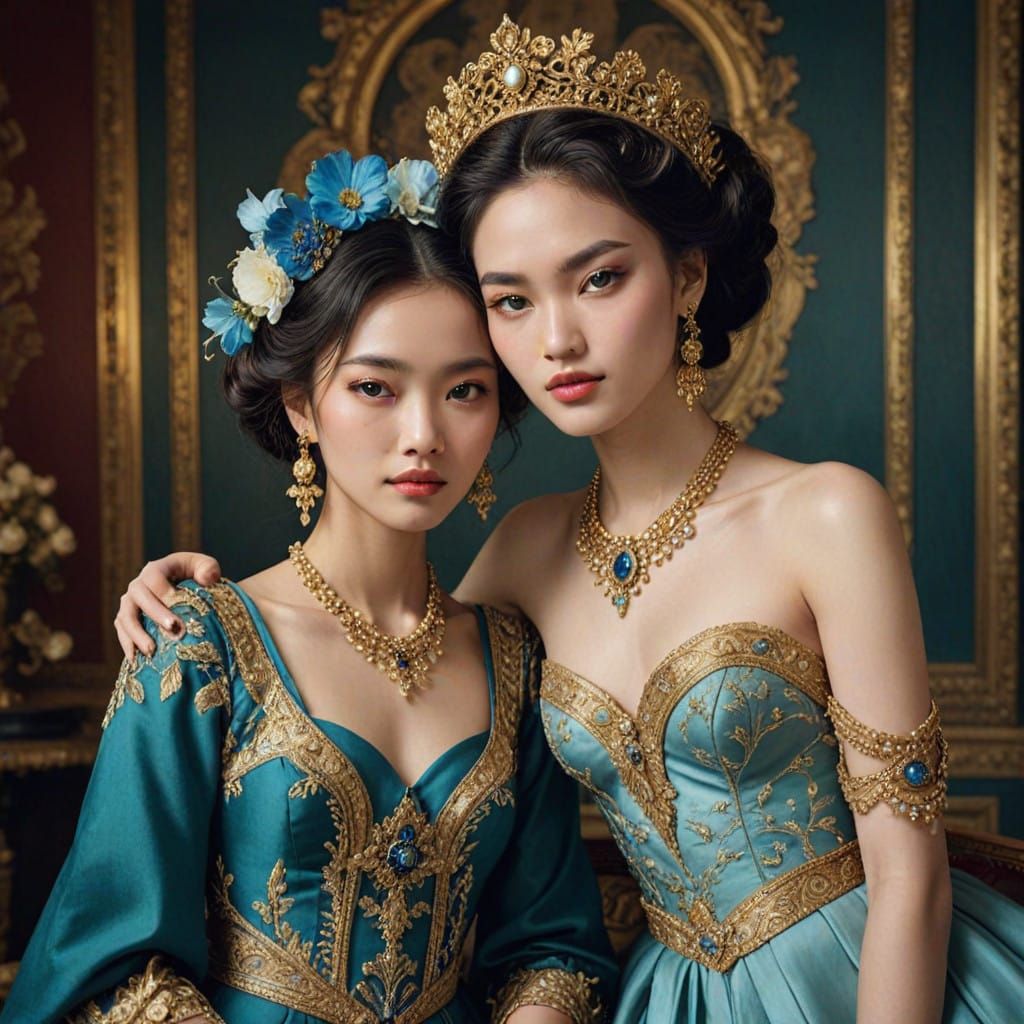 Regal Goddesses in Lavish Attire