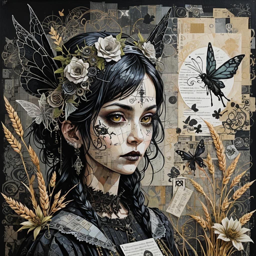 Gothic Fairy Computer Programmer in Mixed Media