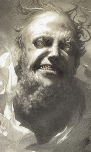 Horrific Lecturer in Gothic Engraving Style