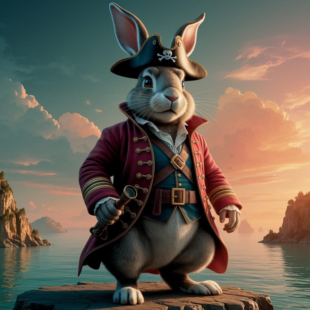Giant Pirate Rabbit in Artistic Digital Style