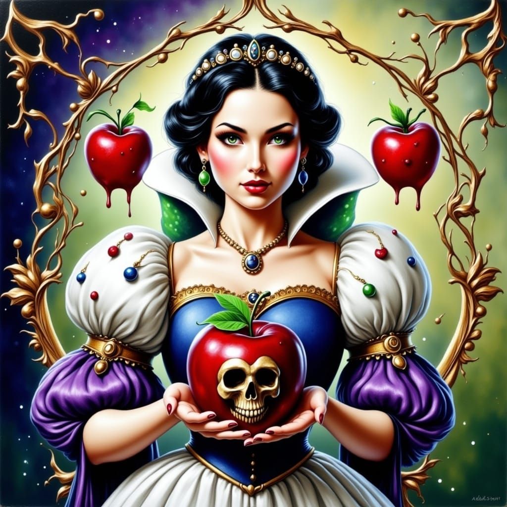 Snow White Bitten by Poisonous Apple in Whimsical Storybook ...