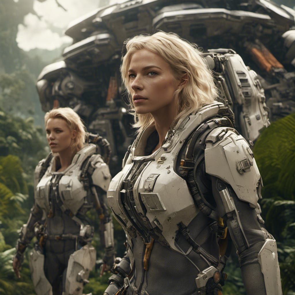 Archeologist's Futuristic Jungle Escape in Sci-Fi Style