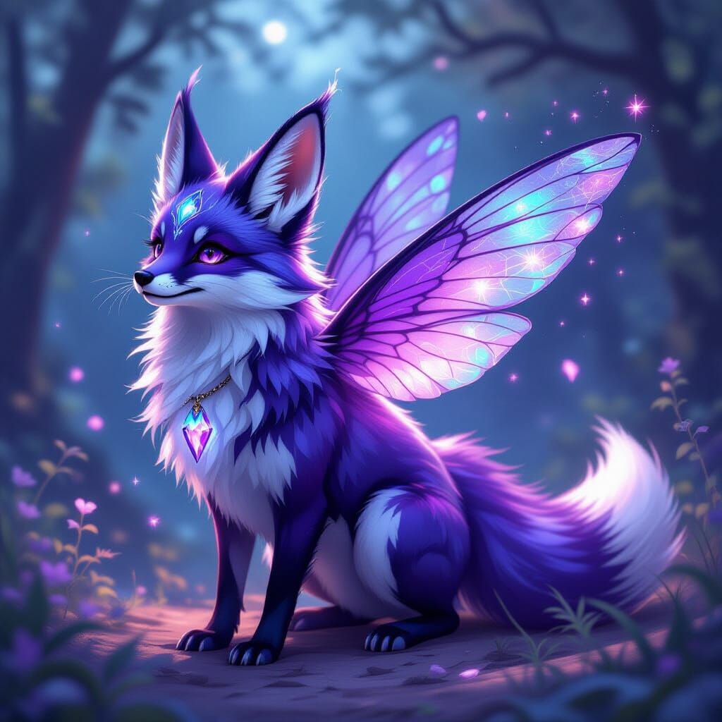 Mystical Amethystrix Creature with Shimmering Wings