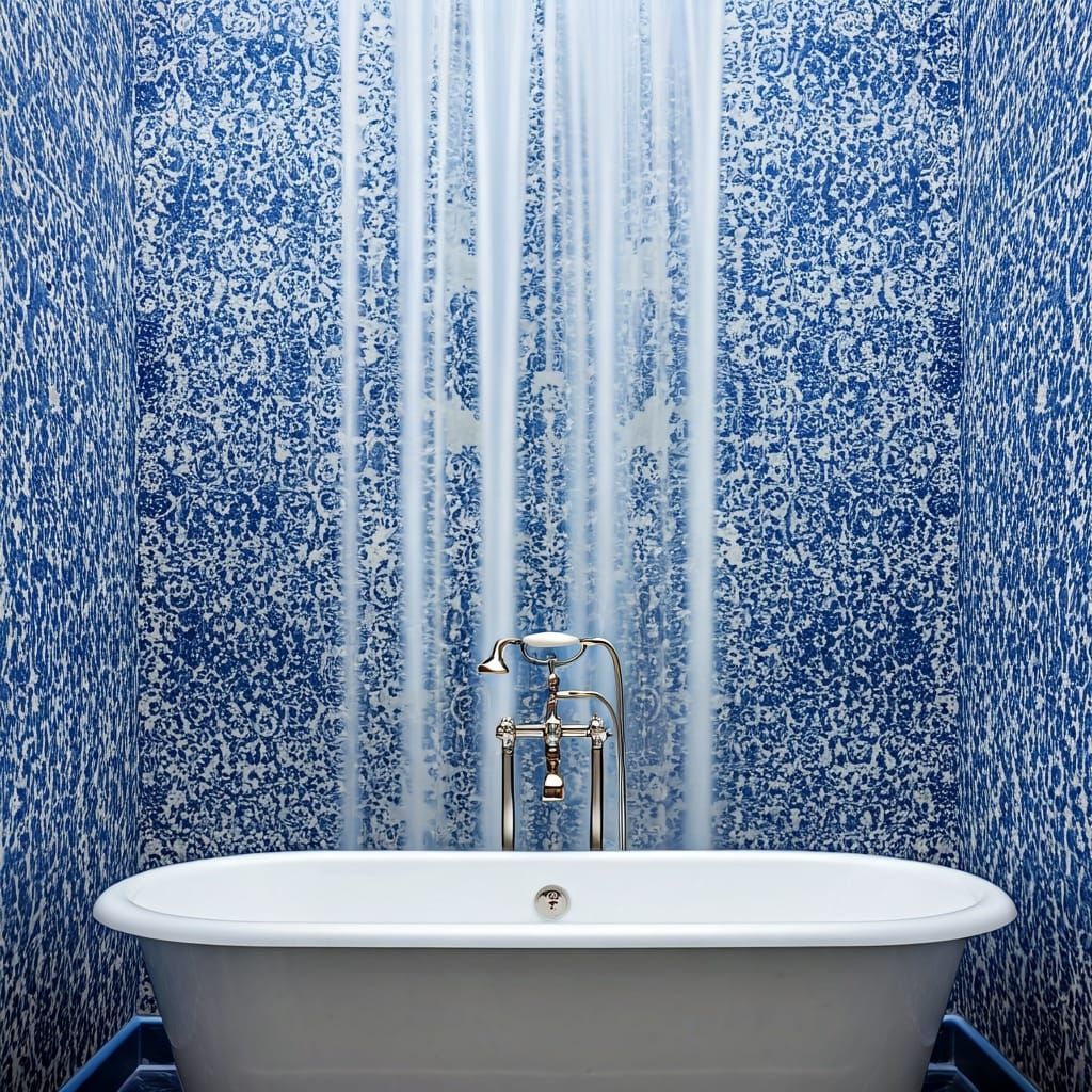 Waterfall in Delftware Bathroom