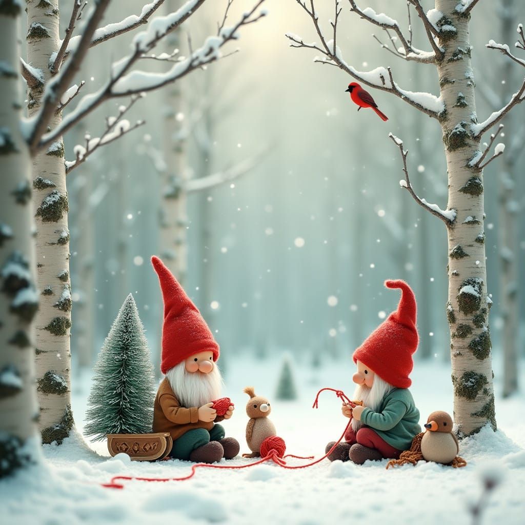 Gentle Scandinavian Gnomes in Snowy Winter Wonderland
