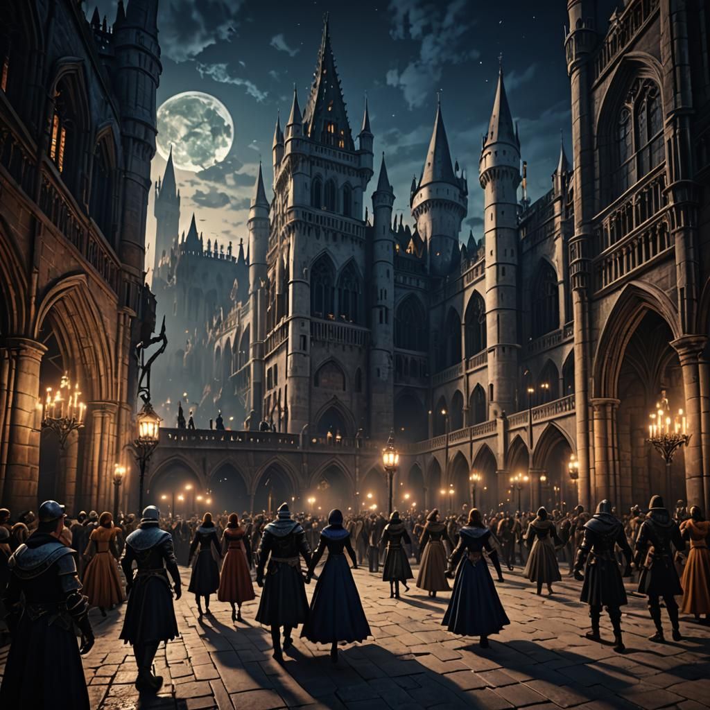Midnight Dance Party in Anor Londo: Detailed Matte Painting