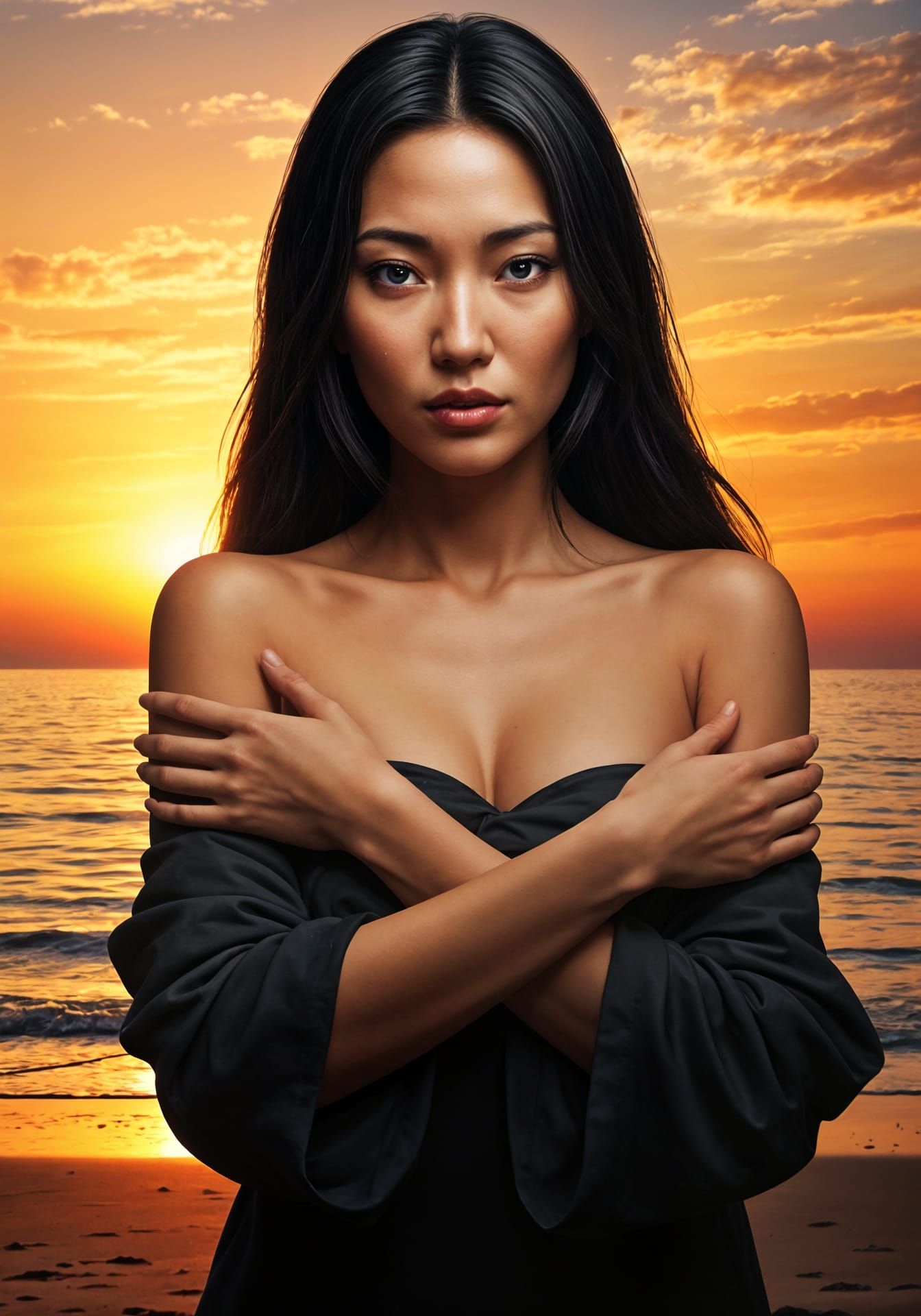 Asian Woman with Artistic Imperfections in 3D Render