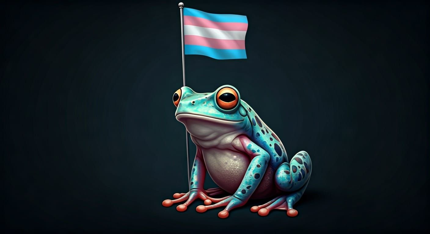 Transgender Pride Frog in Digital Illustration Style