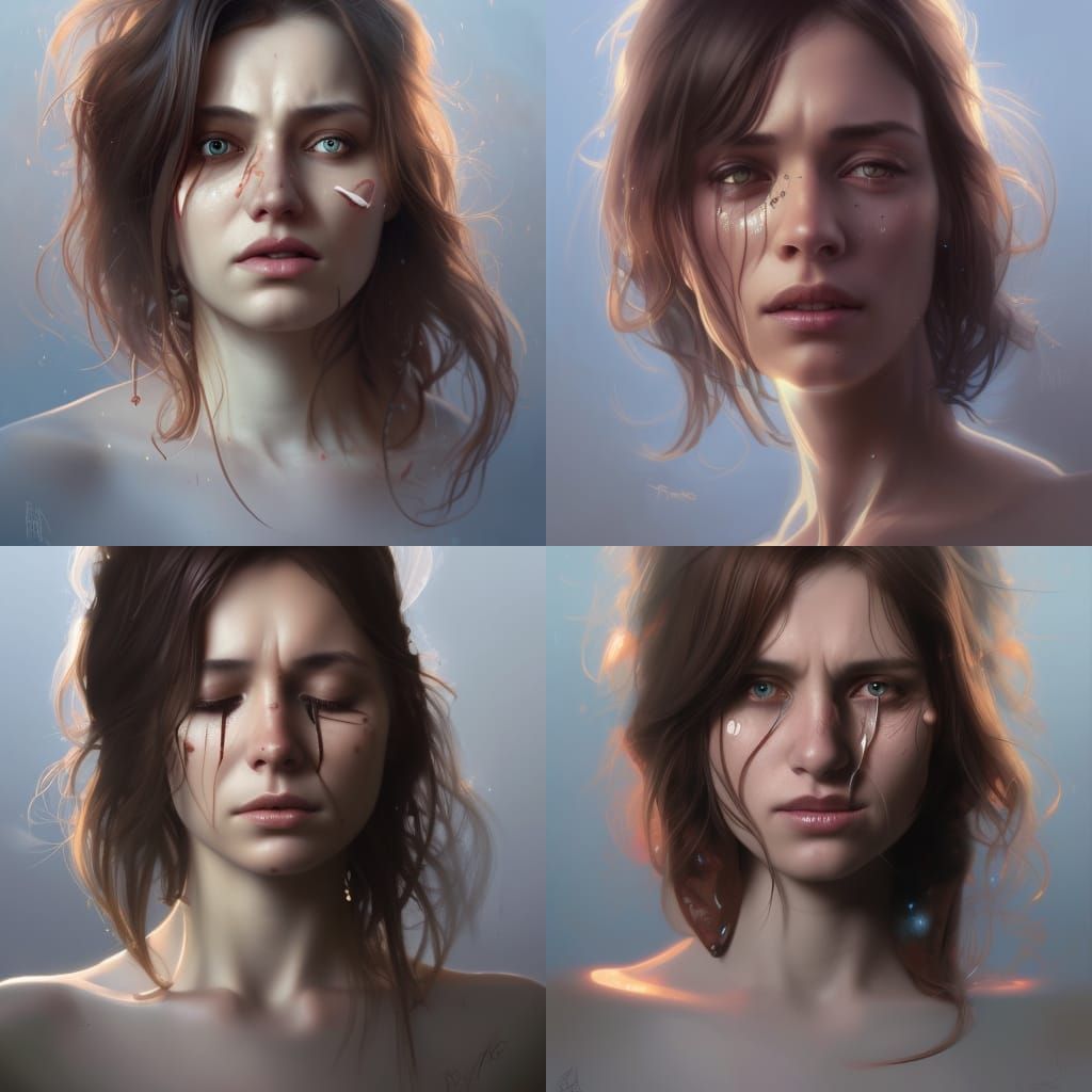 Crying Woman Portrait with Dynamic Lighting