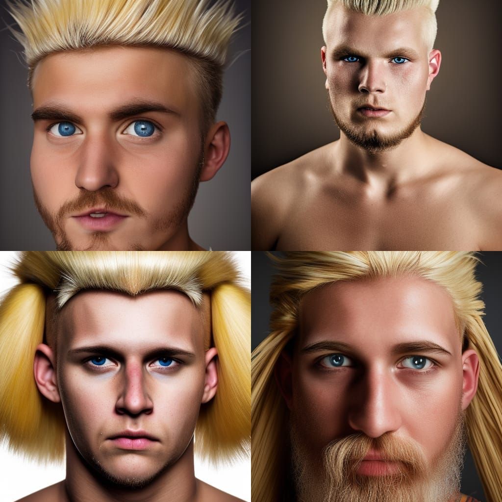 Viking with Blonde Mohawk Portrait