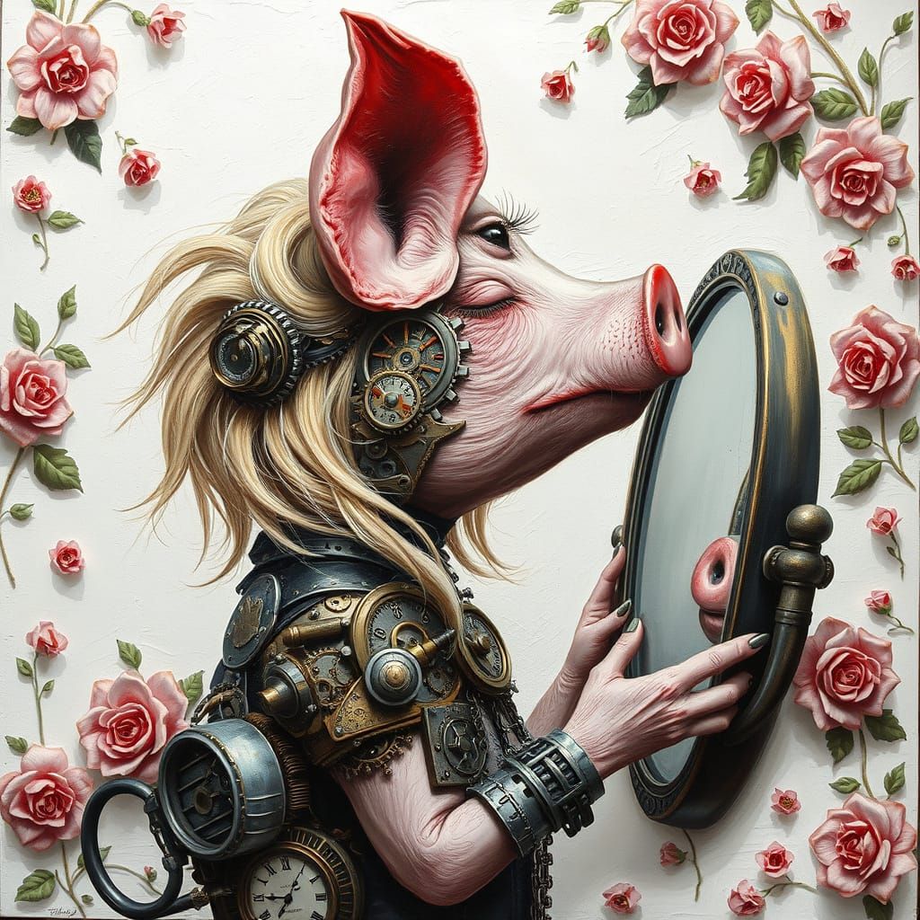 Steampunk Pig in Elegant Industrial Chic