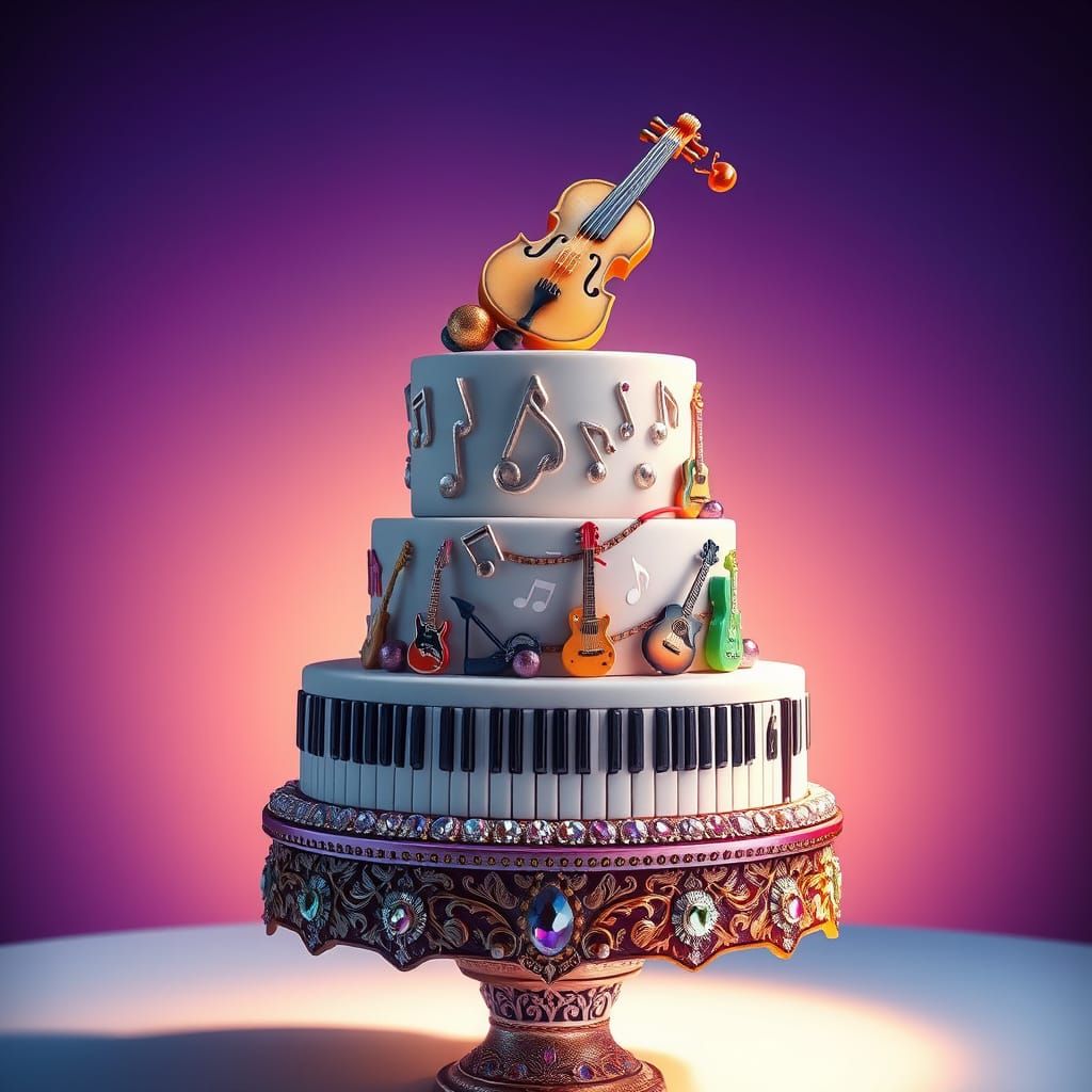 Surreal Cake Masterpiece in Whimsical Artistic Style