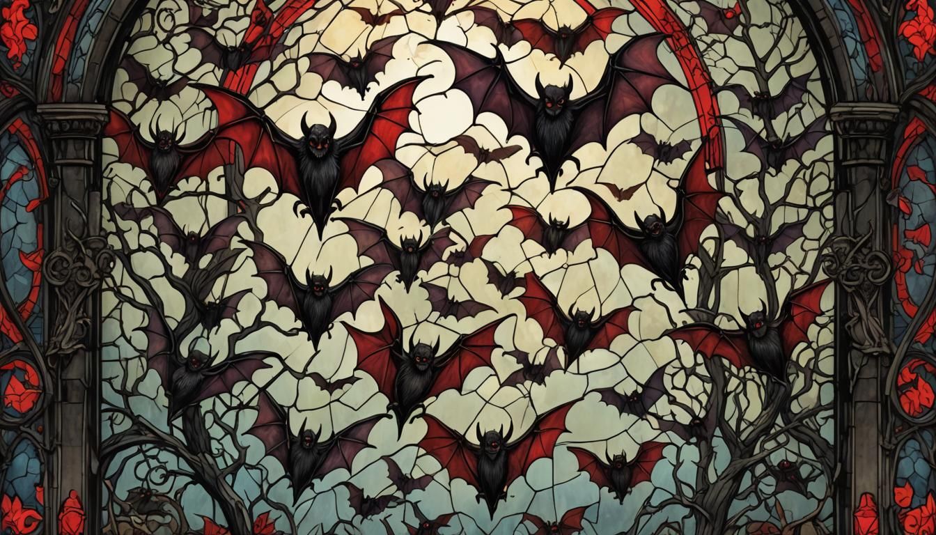 Gothic Horror: Vampire Bats in Stained Glass