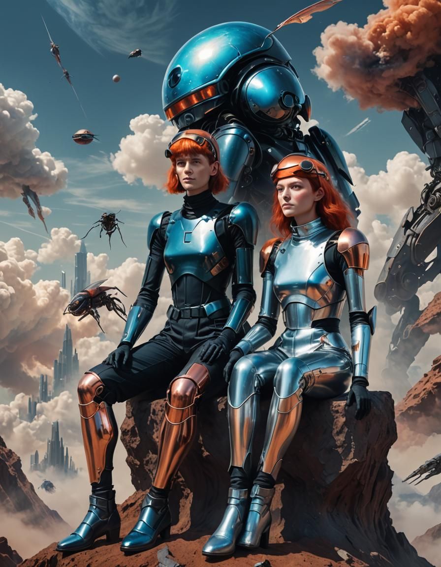 Futuristic Sky Scene with Kafka and Android