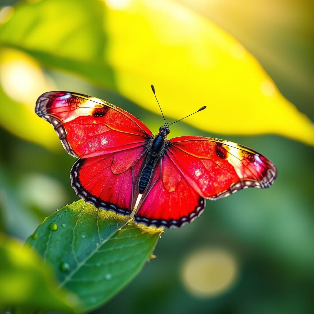 Watermelon Butterfly in Morning Light, Nature Photography