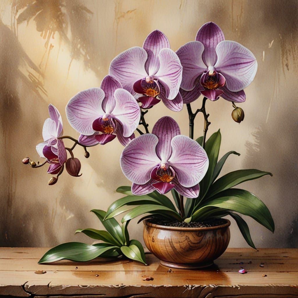 Botanical Watercolor of a Serene Orchid