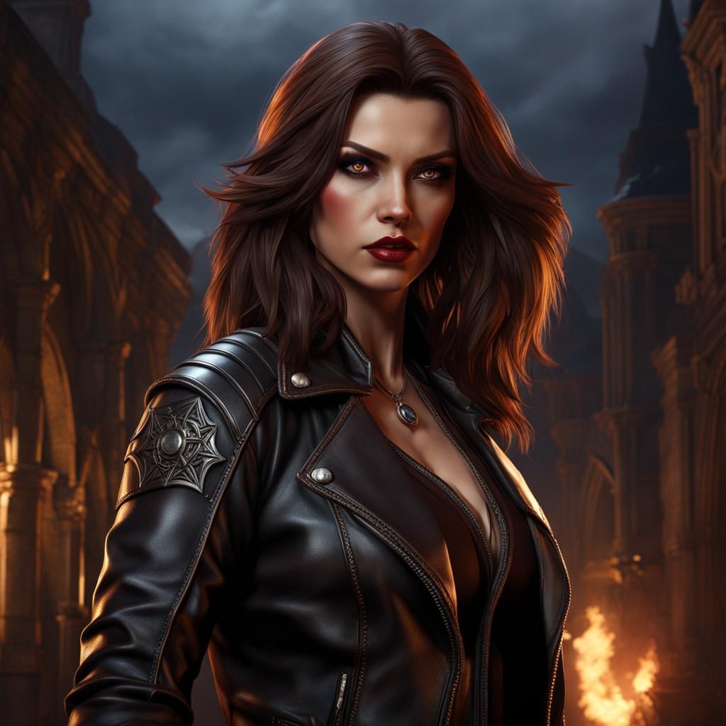 Female Vampire Hunter in Detailed Matte Painting