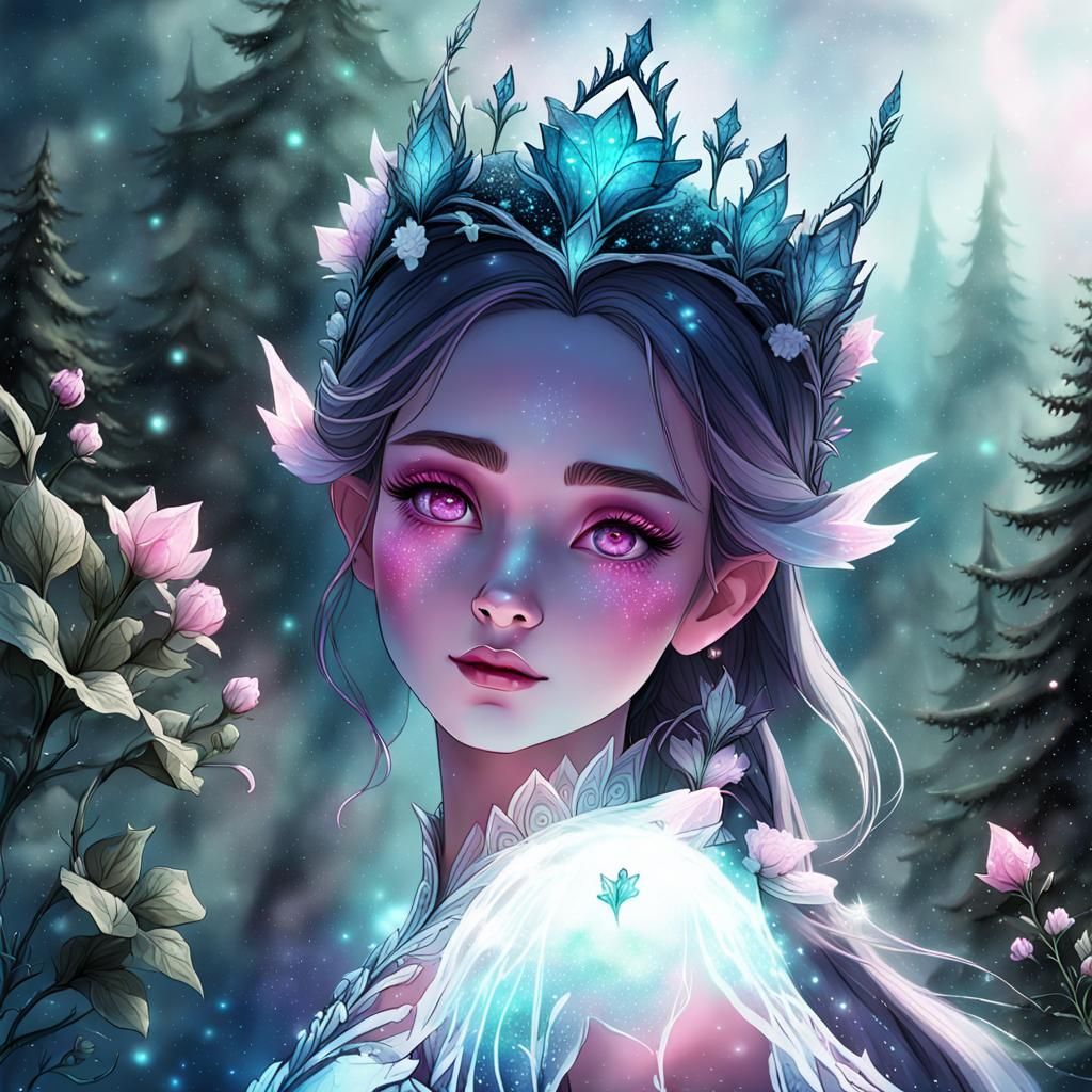 Constellation Queen with Arctic Elemental in Fantasy Setting
