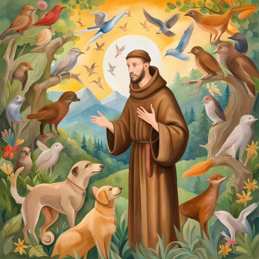 Saint Francis of Assisi in Impressionist Gouache Style