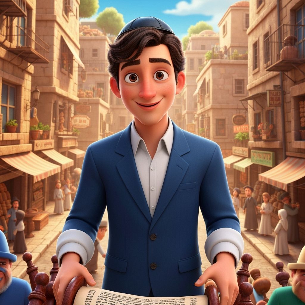 Animated Yeshiva Student in Jerusalem Cartoon