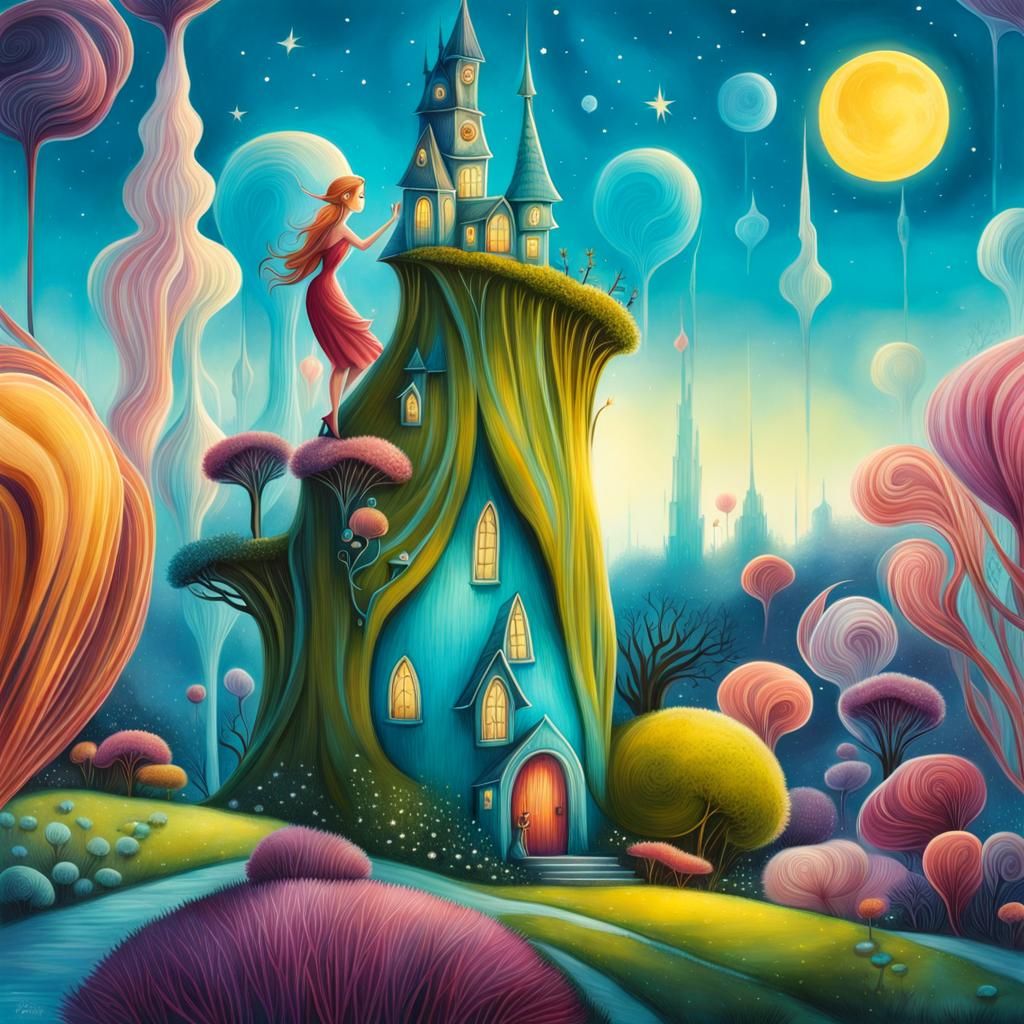 Whimsical Dreamscape in Detailed Digital Art