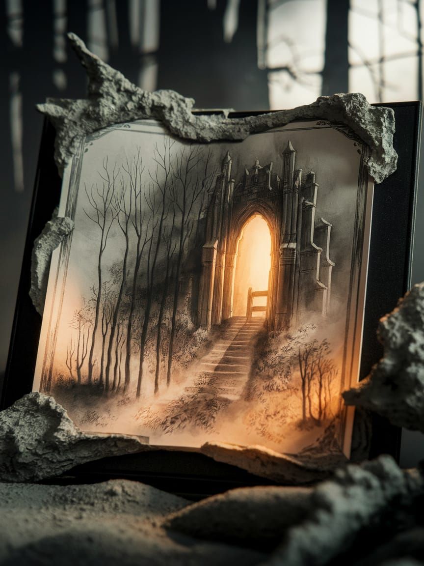 Gothic Horror in Haunting Charcoal Drawing
