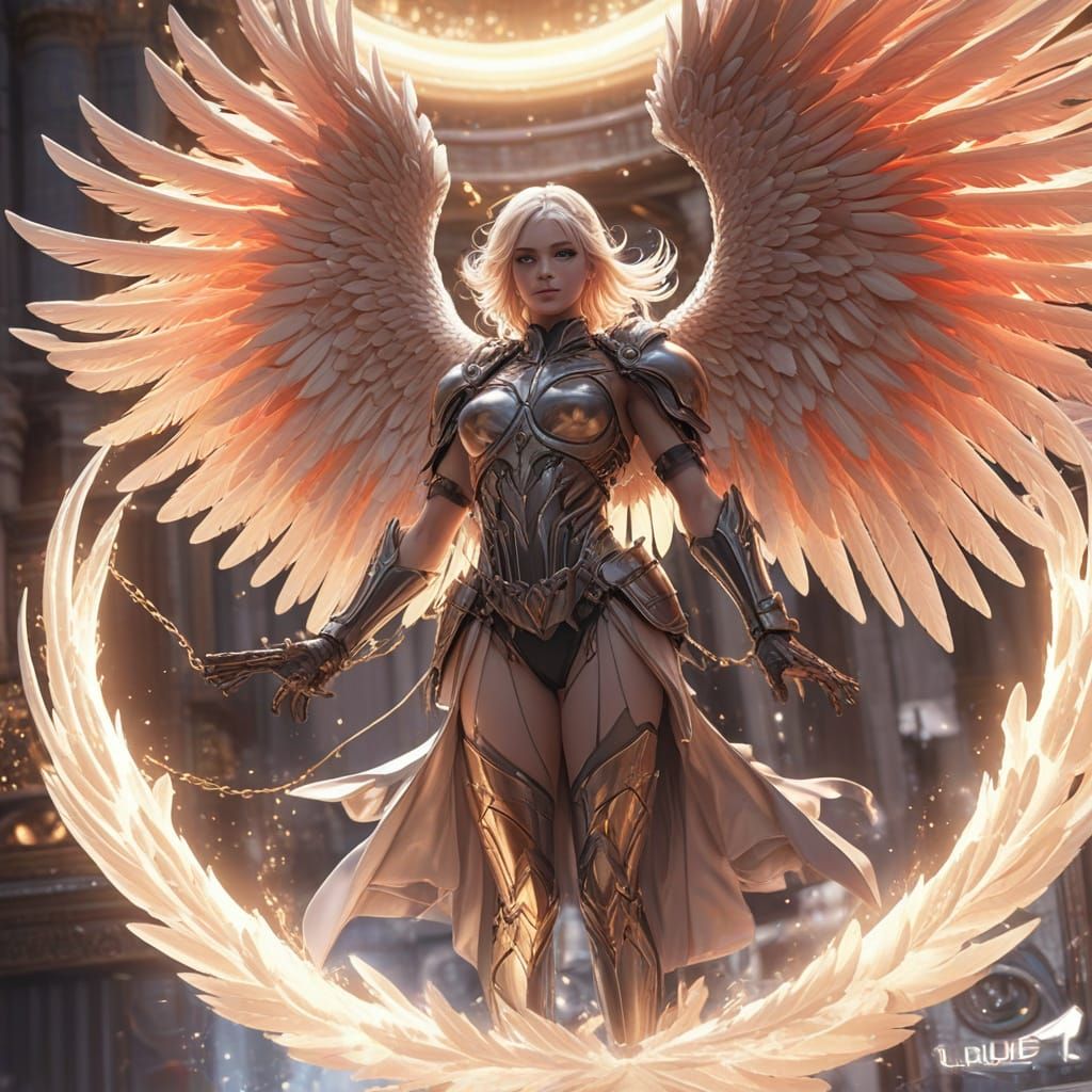 Ethereal Angel Engine Concept Art in 3D Anime Style