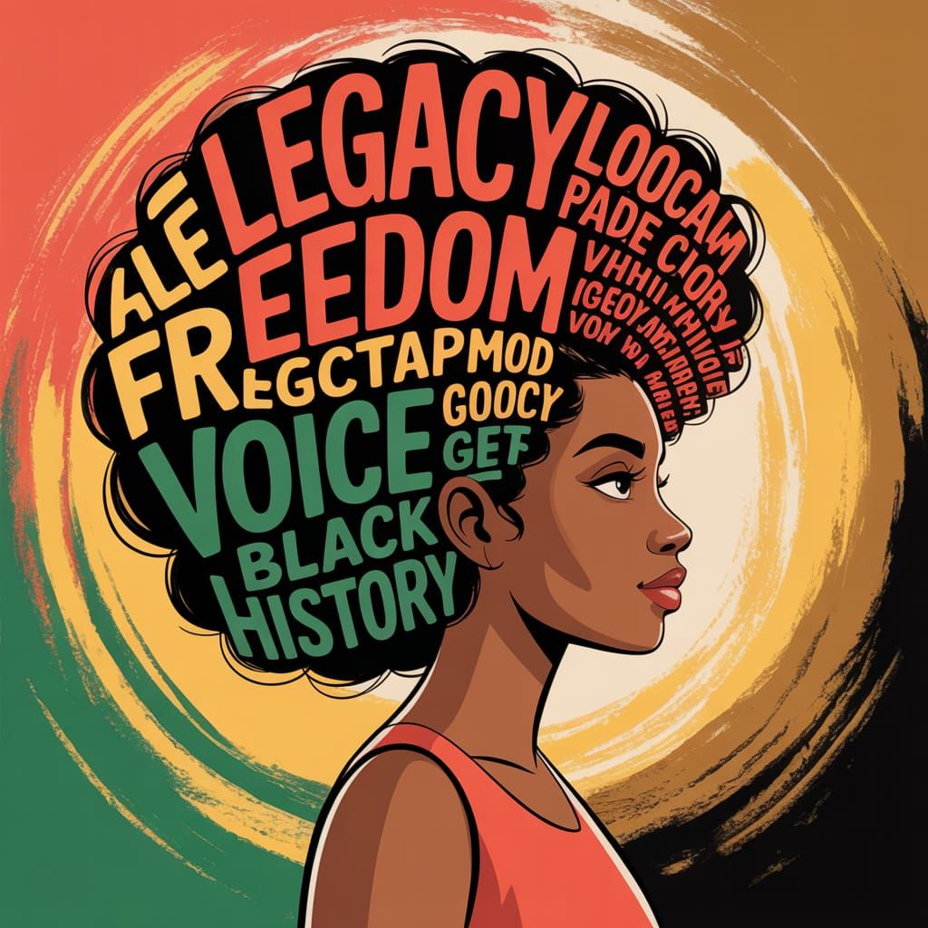 Proud Black Woman With Empowering Word Hair