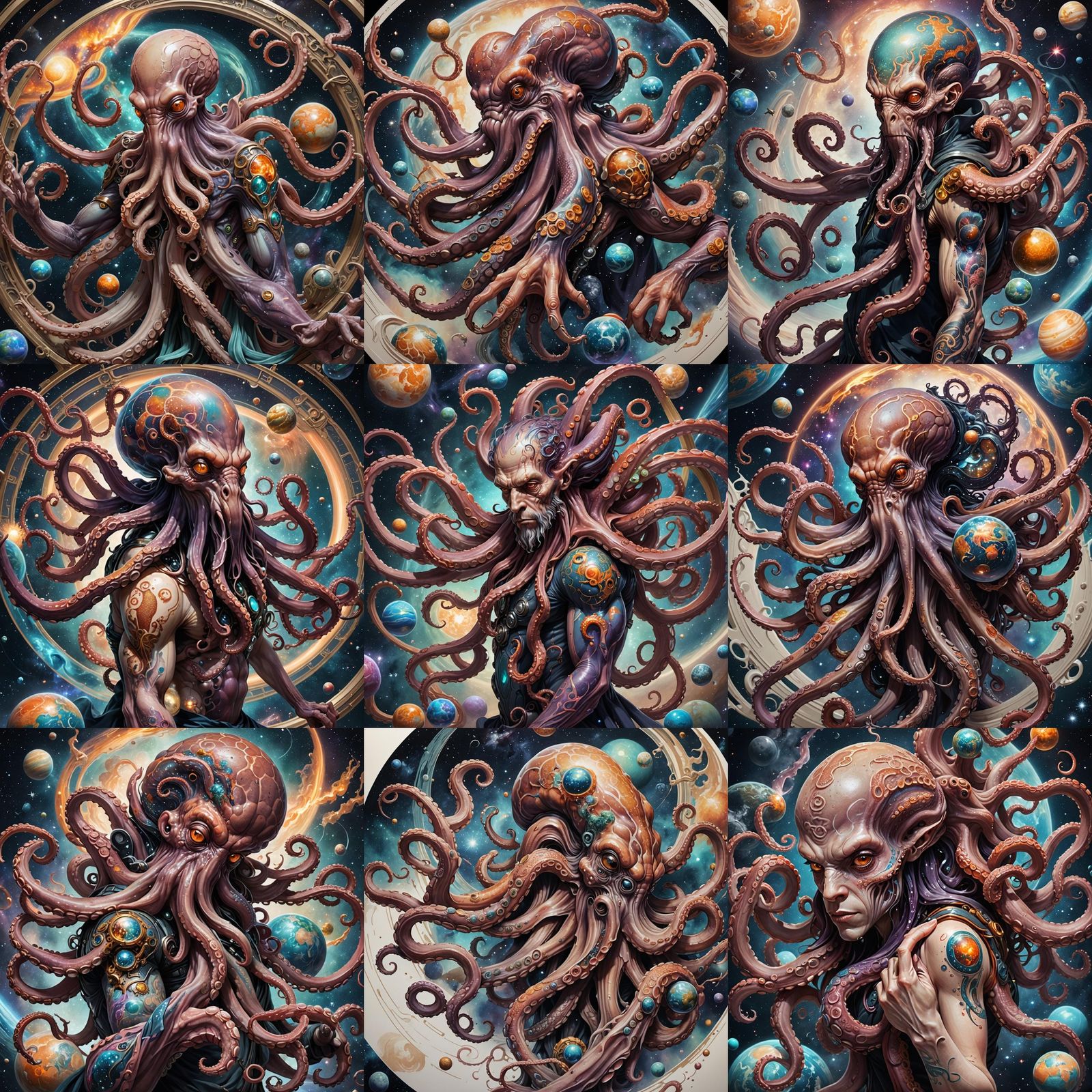 Octopus Arm Tattoo in Space, Detailed Concept Art