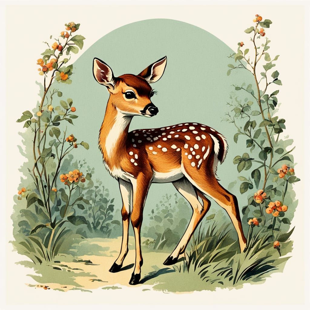 Vintage Fawn Illustration