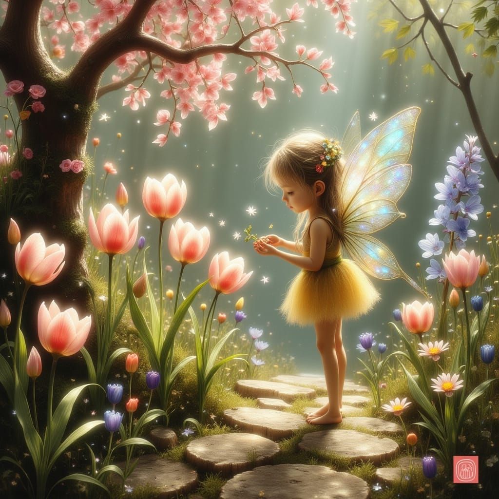 Whimsical Spring Fairies in Enchanted Garden
