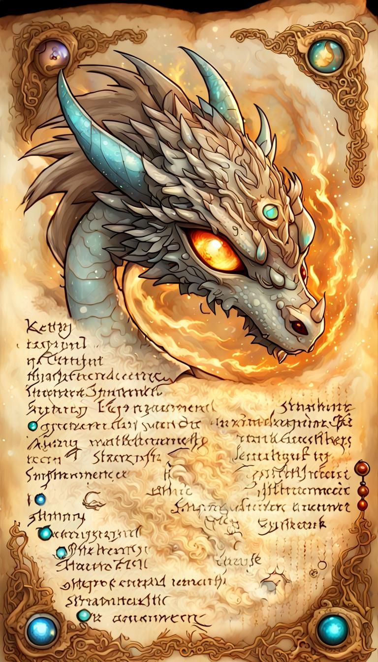 Runic Lexicon Encyclopedia Page with Chibi Dragon