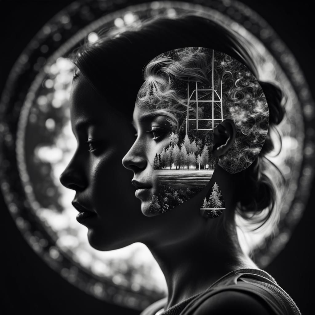 Cosmic Fantasy Portrait with Double Exposure Effect