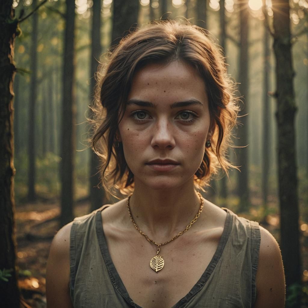 Mystical Woodland Woman in Cinematic Film Still