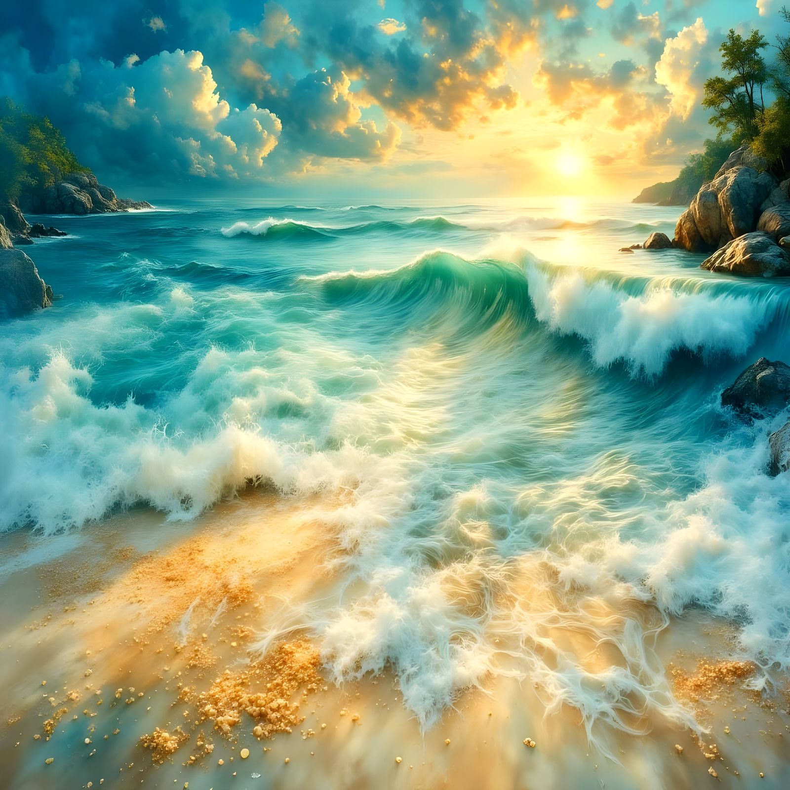 Ethereal Portrait with Floating Lights in Pastel Colors